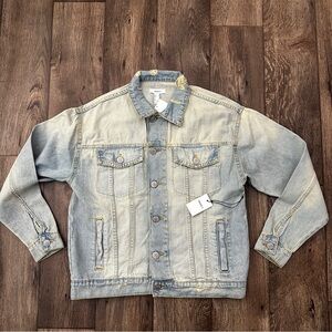 Forever 21 Jean Distressed Blue Denim Trucker Jacket Men’s Size M Blue